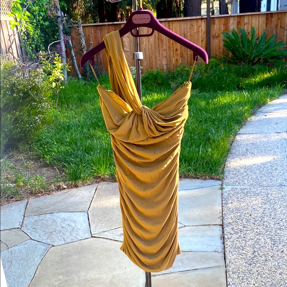 Philosophy Di Alberta Ferretti  Elegant Olive Green  One-Shoulder Mini Dress